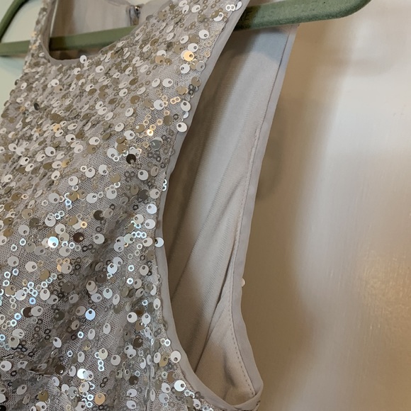 Excellent Condition White House Black Market Silver Sequin Party Dress Size 12 - Picture 9 of 11